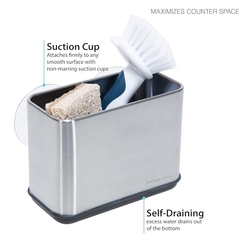 Stainless Steel Sink Caddy with Suction Cups - Space-Saving Sponge Holder