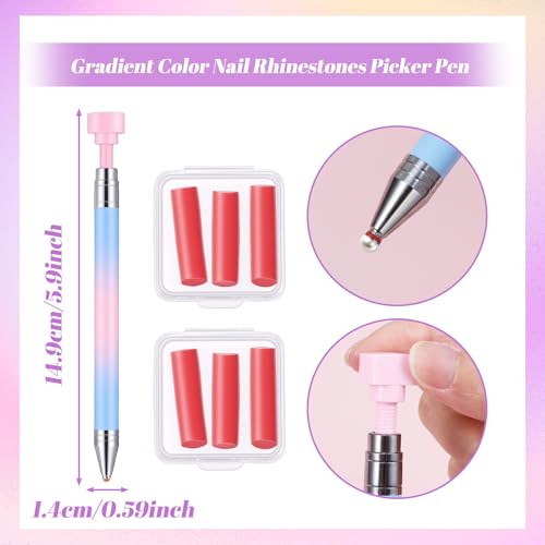 DOPENSPI Refillable Rhinestone Picker Tool with 6 Wax Refills for Nail Art and Diamond Painting