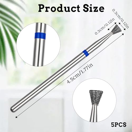 Tiesome 5 PCS Cuticle Clean Nail Drill Bits Diamond Carbide for Acrylic Gel