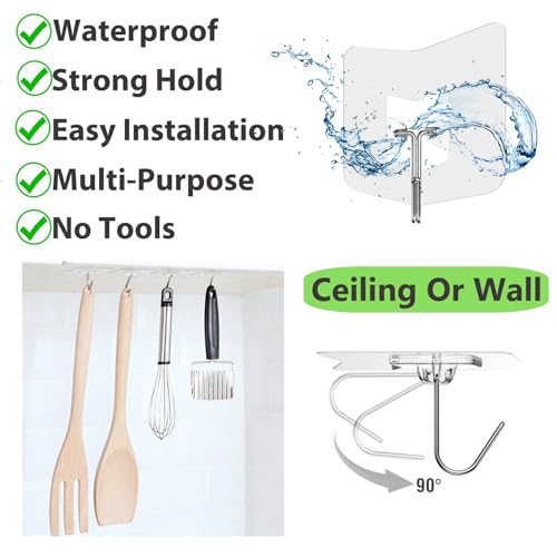 Nabreeli 12 Pack Transparent Adhesive Wall Hooks No-Drill for Renters & Home Organization