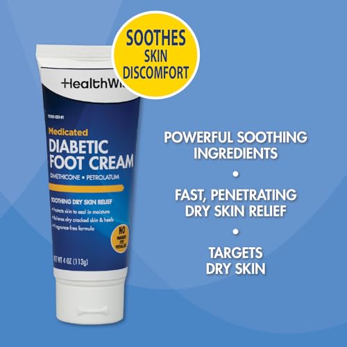 HealthWise Diabetic Foot Cream 4 oz - Moisturizing & Healing Skin Protectant