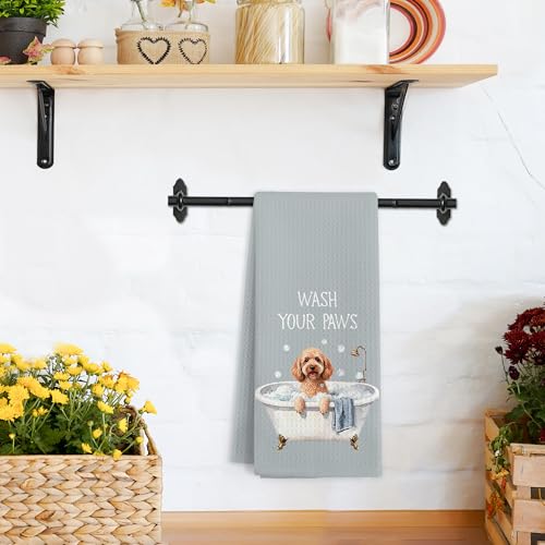 Goldendoodle Hand Towel - Wash Your Paws Microfiber Bathroom Dish Towel