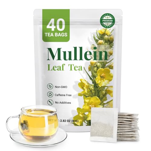 CCnature Premium Mullein Tea Bags for Lung Health - 40 Organic Herbal Bags - Caffeine-Free Plant-Based Support