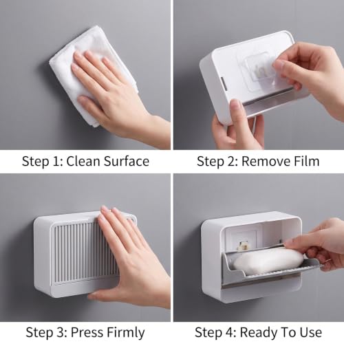 Easybliss Two Single Grid Wall-Mounted Soap Dispensers - Self-Adhesive Bathroom & Kitchen Organizer