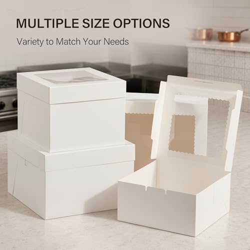 Kootek 10-Inch Cake Boxes - 4 Pack Disposable Bakery Carriers