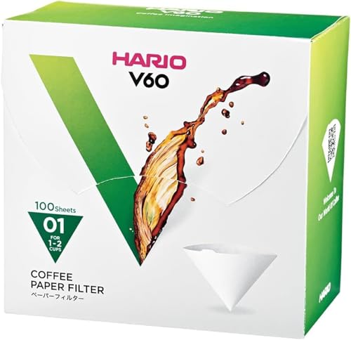Hario V60 Paper Coffee Filters, Size 01, White, 100 Count Box