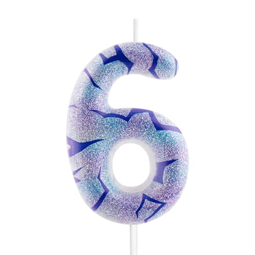 Yiran Kpop Theme Number 6 Birthday Candle - Purple Tattoo Design Cake Topper
