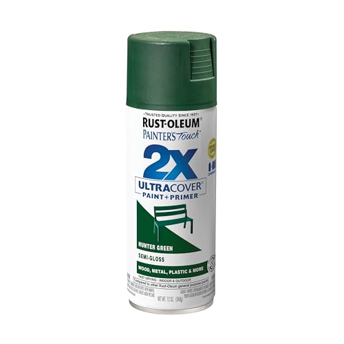 Rust-Oleum Painter's Touch 2X Semi-Gloss Spray Paint - Hunter Green, Fast Drying, Durable for Indoor & Outdoor Use