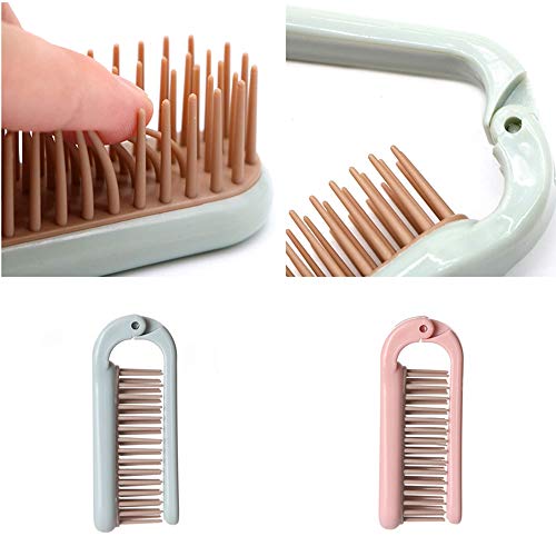 2-Pack Folding Hair Brush Portable Mini Anti-Static Massage Comb