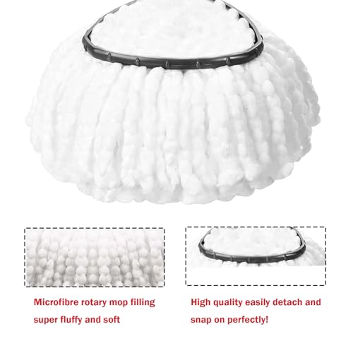 FOOKCIAN 4 Pack Microfiber Spin Mop Replacement Heads - White