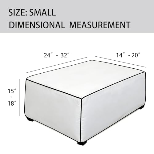 Light Gray Rectangular Ottoman Cover | Stretch Slipcover with Nonslip Bottom