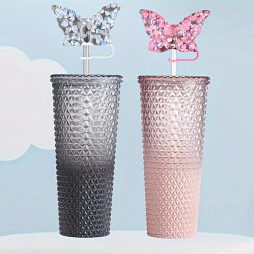 Butterfly Straw Cover Cap for 10mm Tumbler Cups - Cute Silicone Dust-Proof Lid