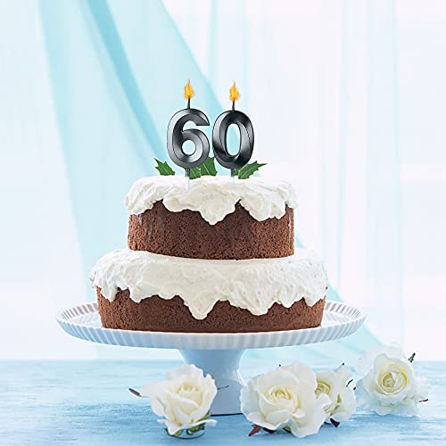 Black 17 & 71 Birthday Candles - Glitter Cake Toppers for Celebrations