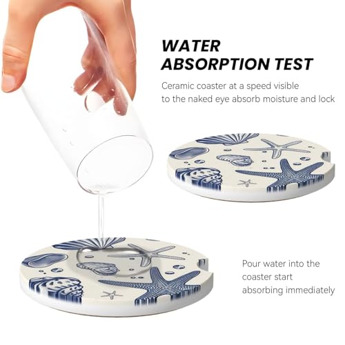 Car Coasters for Cup Holders - 2 Pack Ceramic Absorbent Design