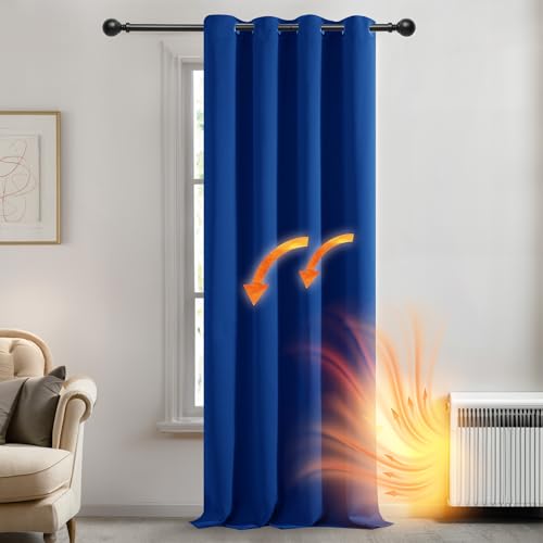 Deconovo Royal Blue Blackout Curtain 42"W x 95"L - Room Darkening Panel