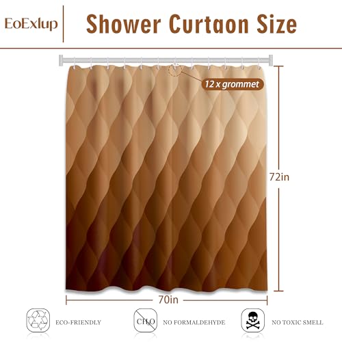 Brown Ombre Shower Curtain 70" x 72" - Waterproof Fabric with Geometric Design