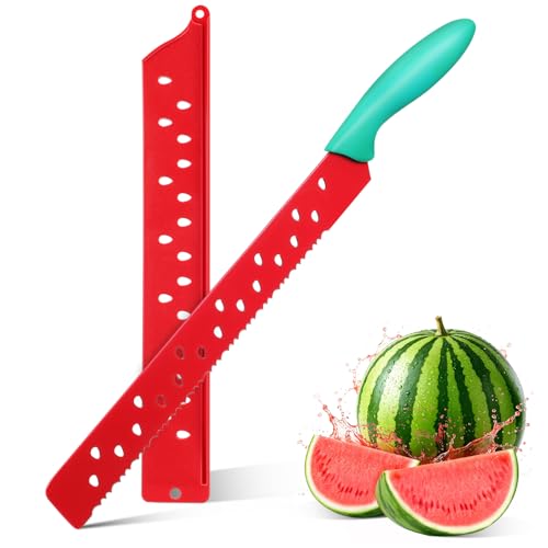 MAGICLULU 17-Inch Serrated Watermelon Knife with Protective Sleeve