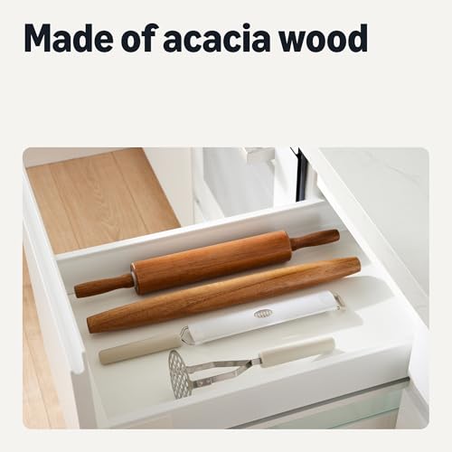 Amazon Basics Acacia Wood French Rolling Pin - 17 in, Nonstick