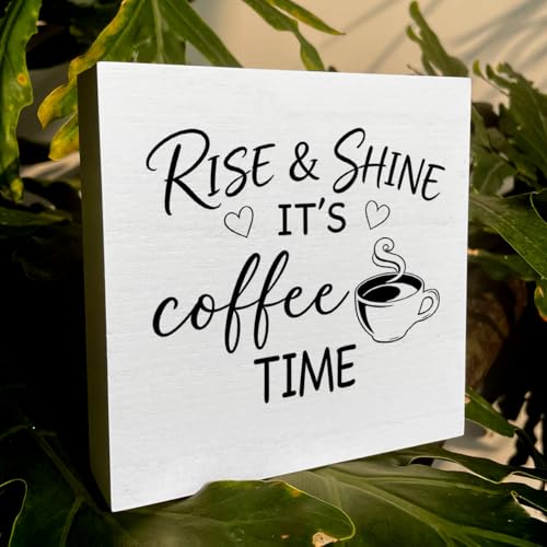 Rustic Farmhouse Coffee Bar Sign 5x5 Wood Box Plaque