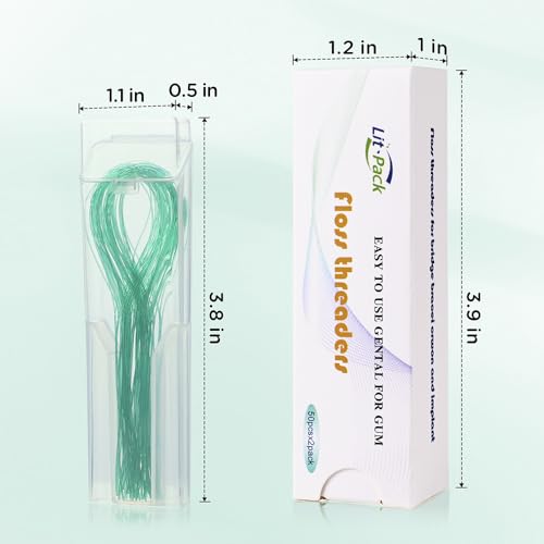 Lit-Pack Dental Floss Threaders for Braces and Bridges, 50 Count Green