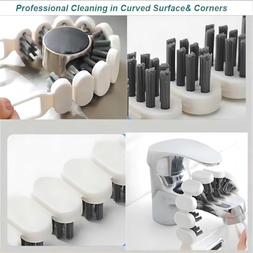 Crevice Cleaning Brush Set - Hard Bristle & Flexible, 3 Pcs (Black & White)
