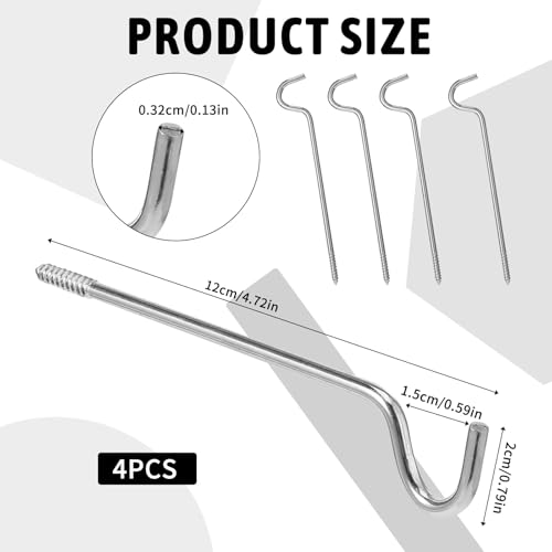 Zelphvt 4 Pcs Metal Curtain Rod Support Brackets, Middle Center Hook Hanger