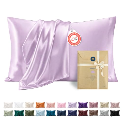 Bedsure King Satin Pillowcase Set of 2 - Silky Lavender Covers for Hair & Skin