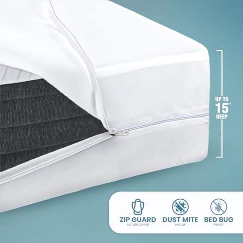 Utopia Bedding Mattress Protector Zippered Queen Size, 100% Waterproof Bed Bug and Dust Mite Proof Mattress Encasement, Absorbent 6 Sided Mattress Cover