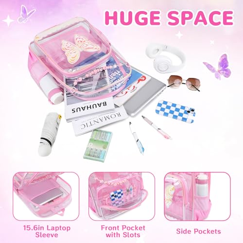 MUSEVOS Heavy Duty Clear Backpack for School Girls