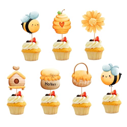 21 PCS Bee Cupcake Toppers - Cute Party Decorations