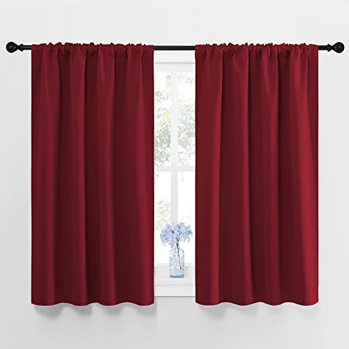 NICETOWN Burgundy Blackout Curtains - 42"W x 48"L Rod Pocket Drapes (Set of 2)