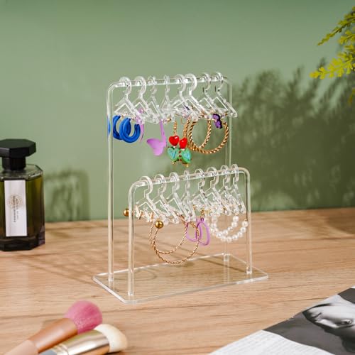 NiHome Clear 2-Tier Earring Holder Organizer - 48 Pairs Without Tray