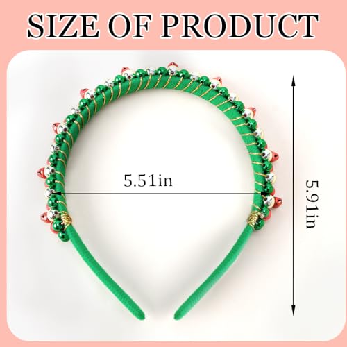 AHONEY Green Velvet Christmas Bell Headband for Women and Girls