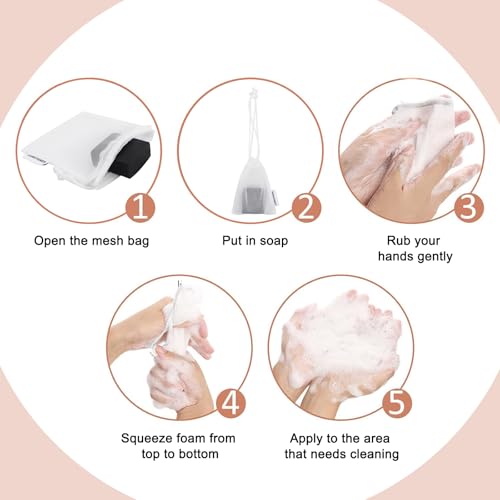 Wome 3-Pack Mesh Soap Saver Bags for Shampoo, Conditioner & Body Wash - White