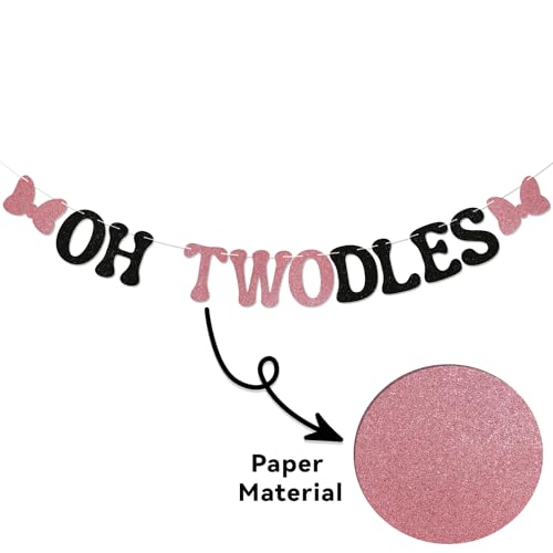 Oh Twodles 2nd Birthday Banner - Glittery Party Decor for Girls