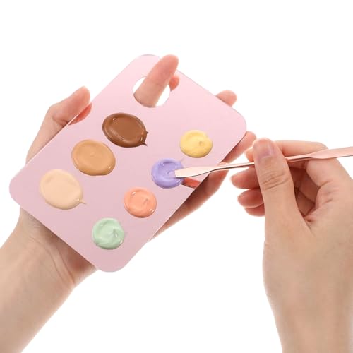 Makeup Mixing Palette and Spatula Set Clear Acrylic Cosmetic Tray (Pink)