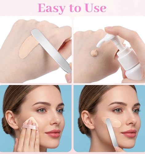 Thrymme 3Pcs Metal Cosmetic Spatula Set for Foundation & Face Cream Mixing