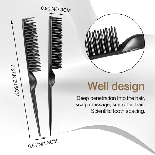 Zoolinn 3-Row Rat Tail Styling Comb Set - 4PCS Hair Detangling & Sectioning