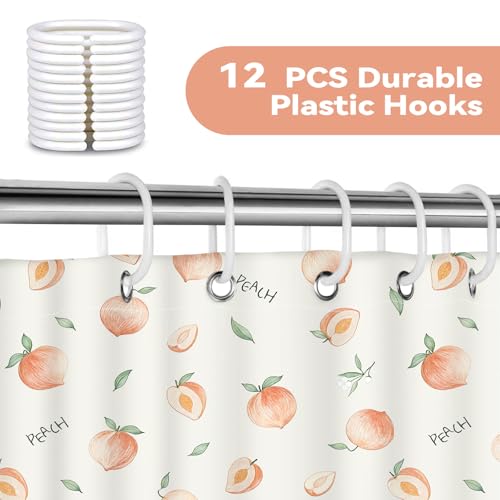 Peach Shower Curtain - Cute 72x72 Inch Waterproof Polyester
