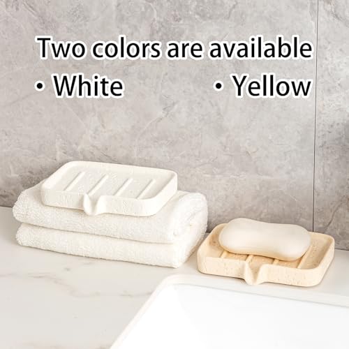 Self-Draining Travertine Stone Soap Dish - Off White Bar Soap Holder