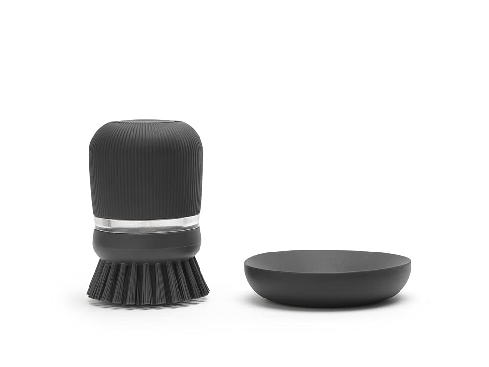 Brabantia 302626 Refillable Soap Dispensing Washing Up Scrubbing Dish Brush, One Size, Dark Gray