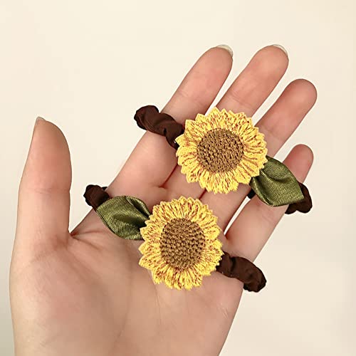 Sunflower Hair Scrunchies 4-Pack Floral Elastic Ponytail Holders for Women
