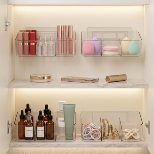 JessLab 3 Compartment Clear Acrylic Cabinet Door Organizer Bin