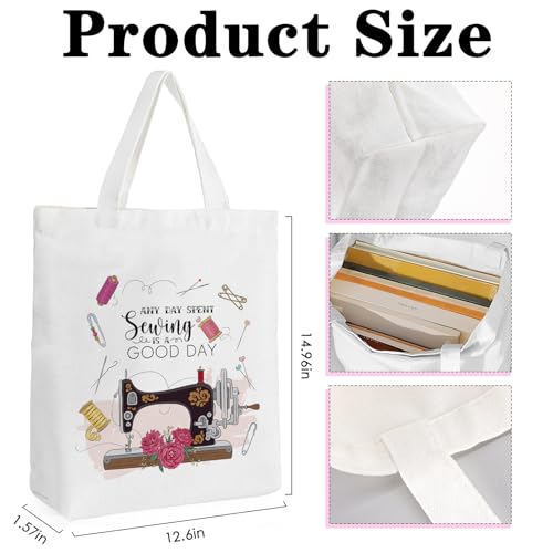 VeloKomo Mult Sewing Gifts Tote Bag Set - 2 Pcs Canvas Organizer for Quilting & Crafting