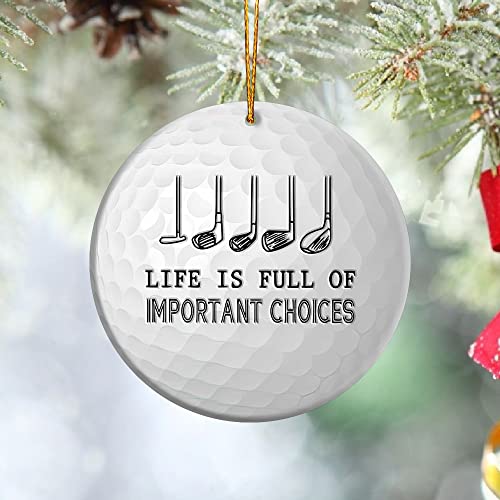 Golf Ornament - Ceramic Christmas Tree Decoration & Car Accessory