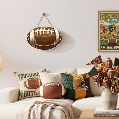 Football Wooden Door Hanger - Decorative Sports Sign for Football Season