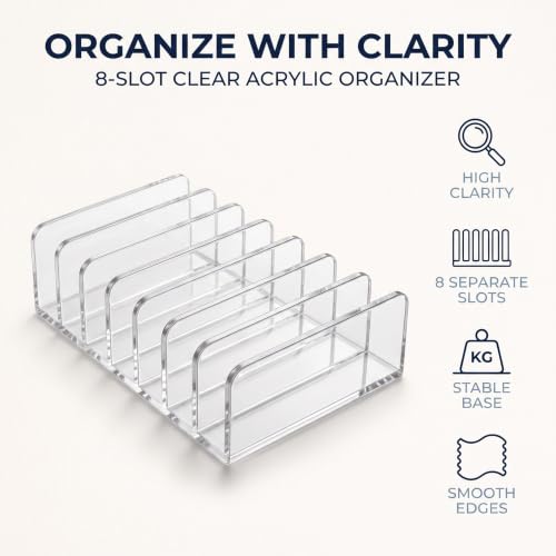 Acrylic CD Holder - Vertical Media Storage Rack for Up to 14 CDs, Clear Organizer