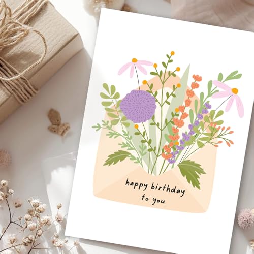 Birthday Bloom Floral Greeting Card - Elegant 5x7 Card with Envelope