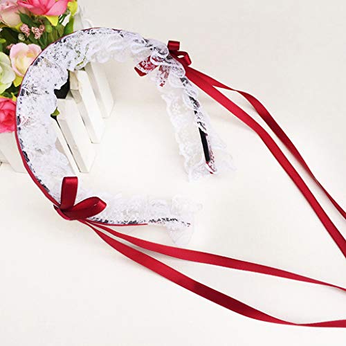Ruffled Lace Steampunk Headband with Ribbon Knot Japanese Maid Hair Hoop