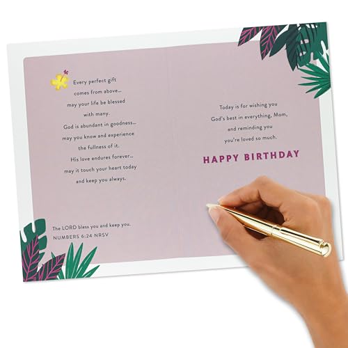 Religious Birthday Card for Mom - A Special Prayer with Tropical Leaves